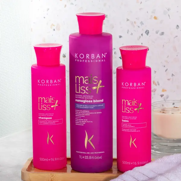 KORBAN Mais Liss Blond Care Kit – Realignment, Deep Cleansing & Cationic Balm